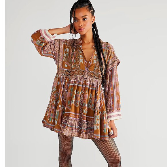 Free People Dresses & Skirts - NEW Free People, Free Movement Embroidered Lace Augustine Mini Boho Dress, Sz S